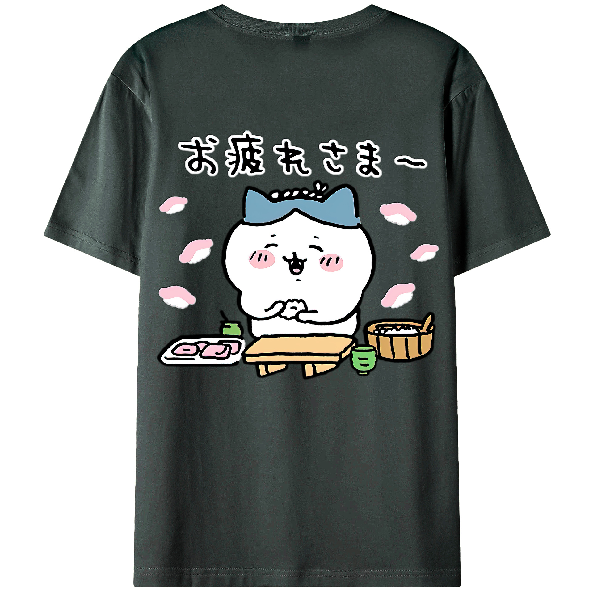 （画像用） ちいかわ ハチワレ Chii-kawa hachiware 綿100％ メンズ半袖Tシャツ（バックプリント） 通気性